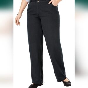 Woman With Control Faded Black Stretchy Wide Leg Pants Size Women's 1X Petite